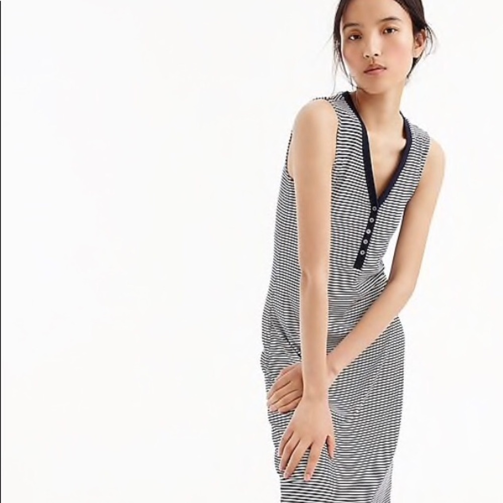 J. Crew Navy and white Striped Midi Dress
